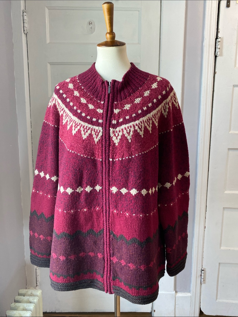 Lands End Wool Full Zip Cardigan, Size 1X - Picture 4 of 14